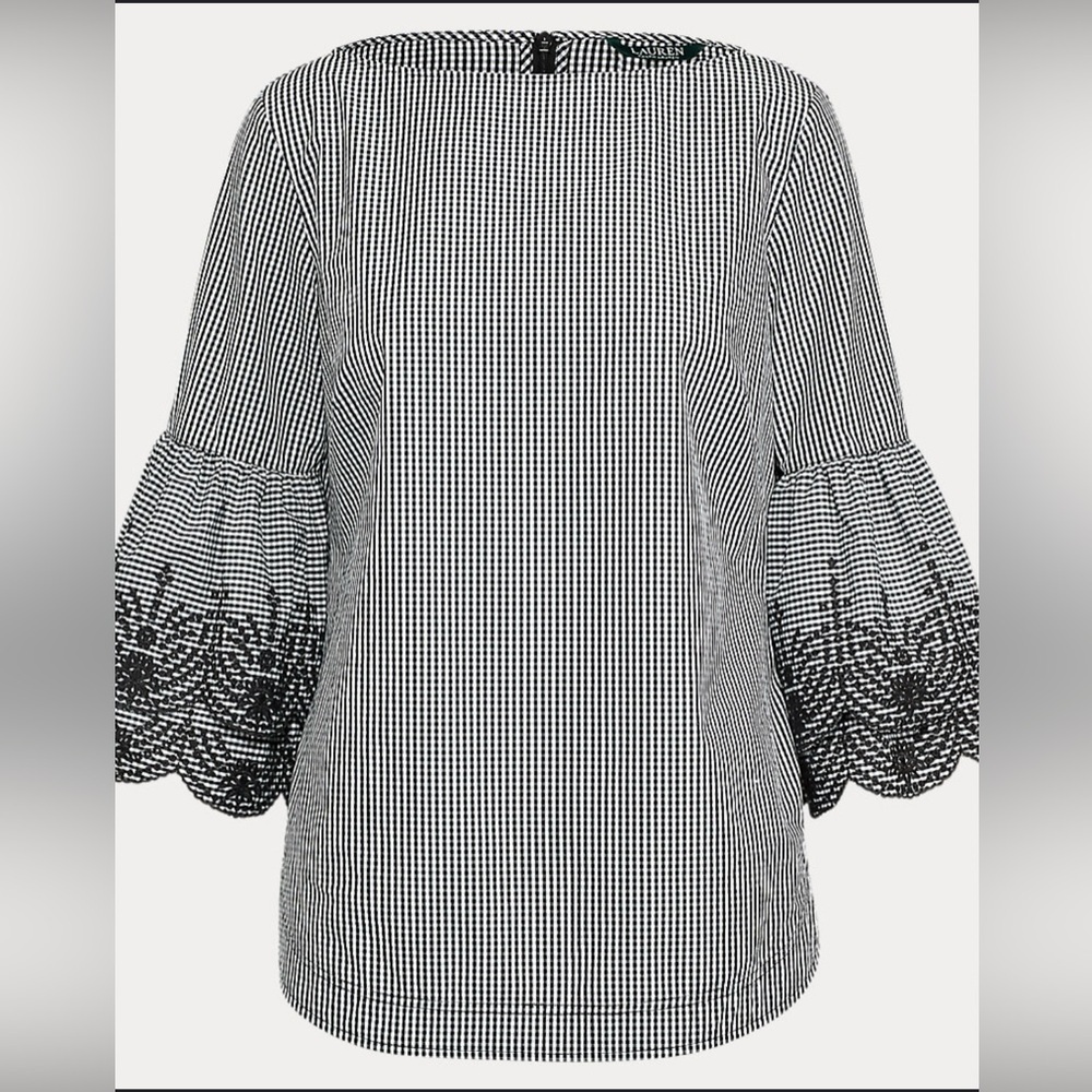 Ralph Lauren Black and White Gingham top NWOT size Large